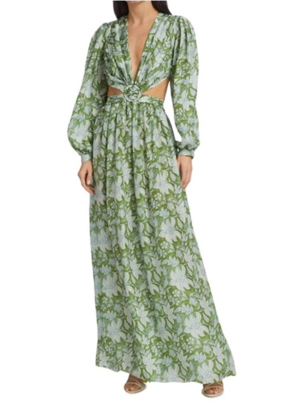 Hannah Artwear Rio Silk Maxi Dress in Coriandre Size 1 / Small Cut Out Tropical